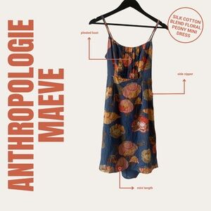 Anthropologie MAEVE Silk Cotton Blend Floral Peony Mini Dress